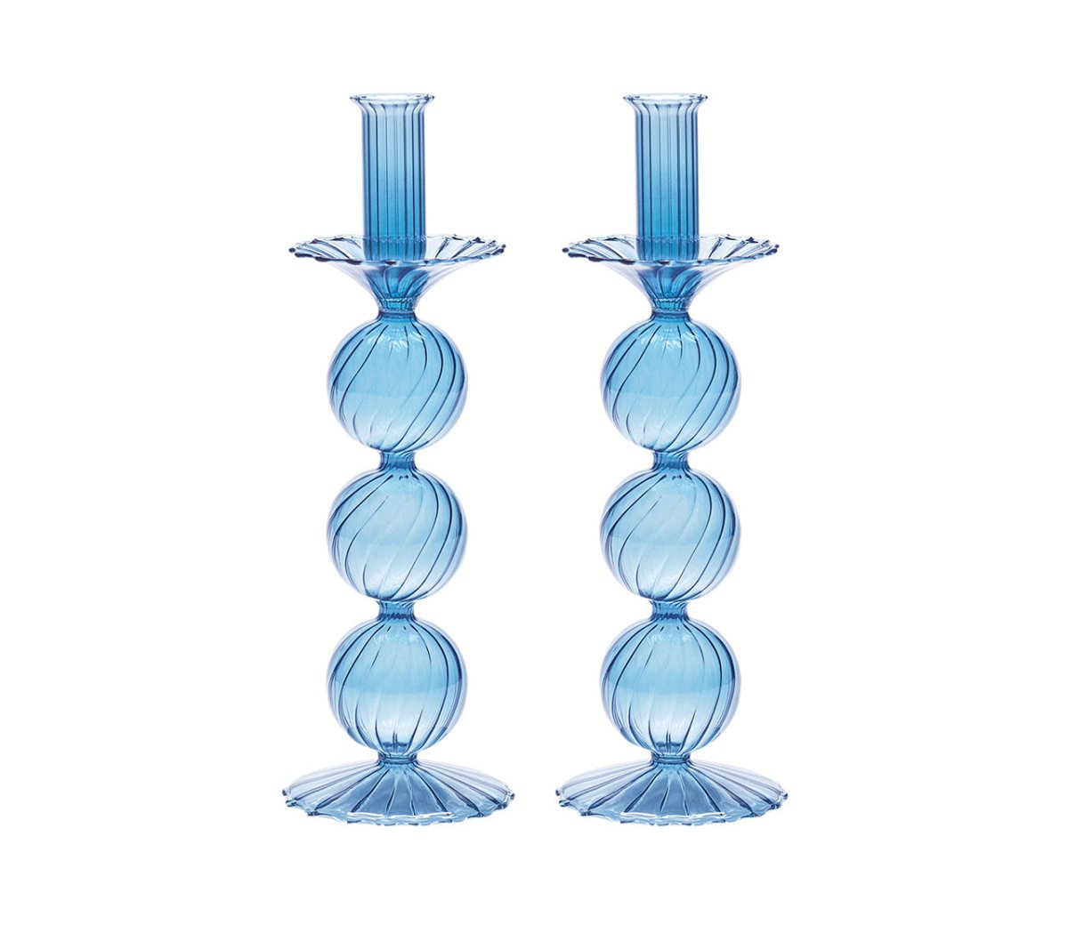 Kim Seybert, Inc.Iris Tall Candle Holder in Blue, Set of 2 in a BoxHome Decor