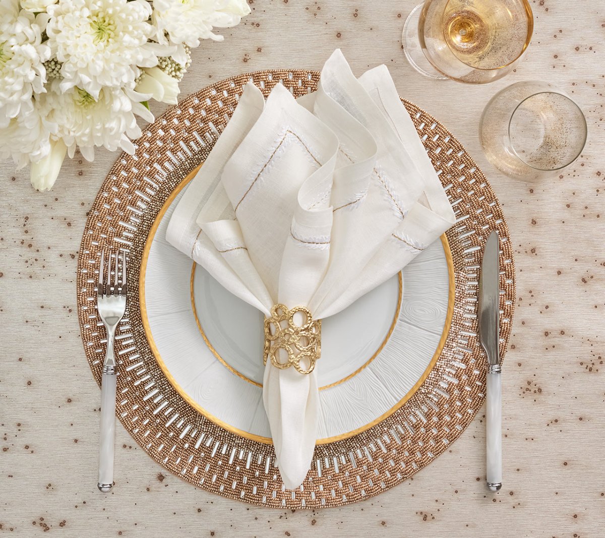 Jardin Napkin in White, Set of 4