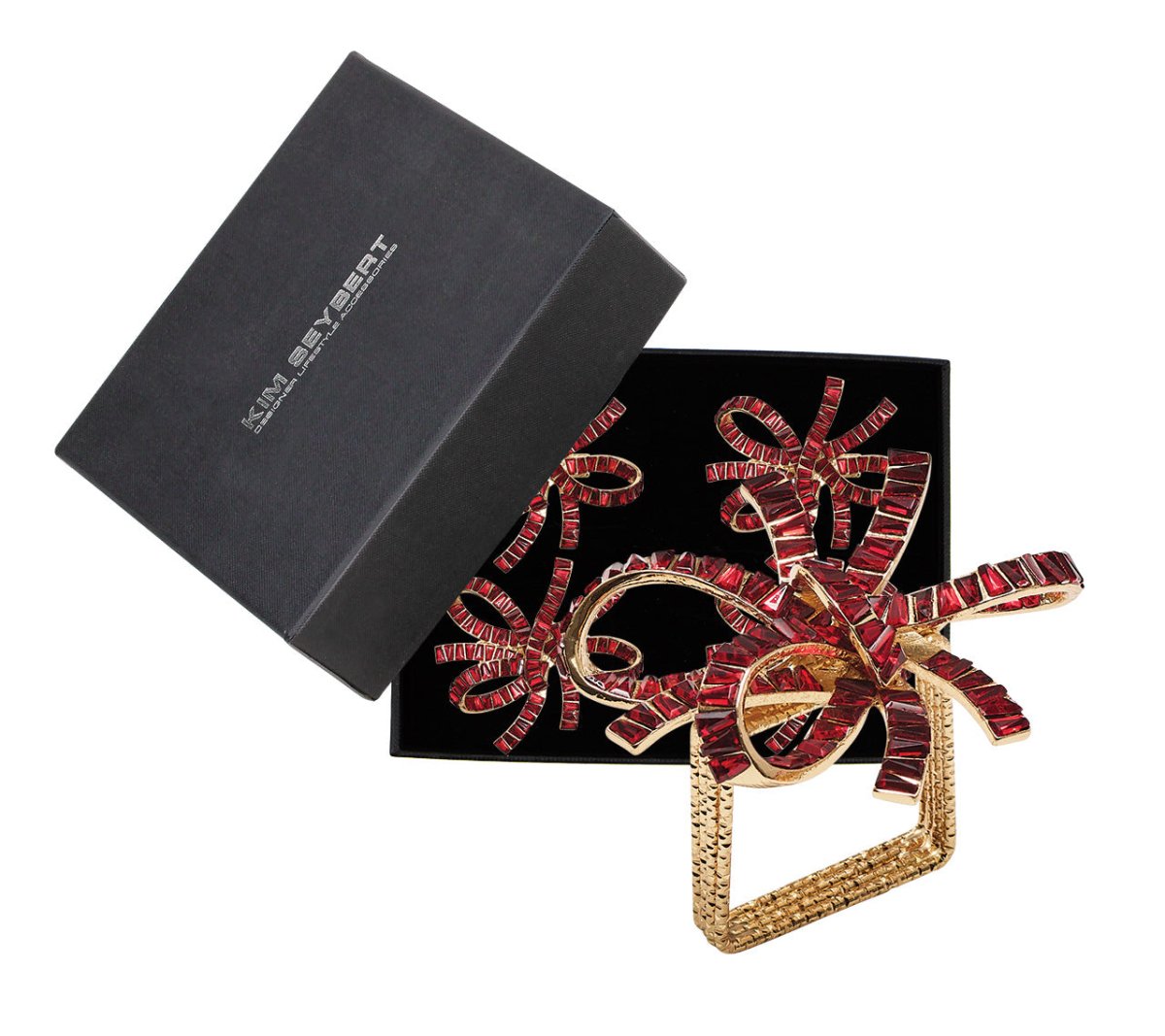 Kim Seybert, Inc.Jeweled Bow Napkin Ring in Red, Set of 4 in a Gift BoxNapkin Rings