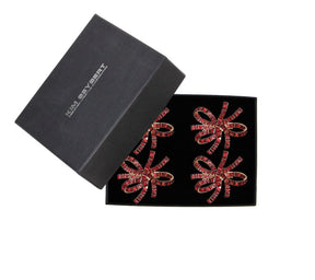 Jeweled Bow Napkin Rings, Set of 4