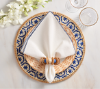 Calypso Napkin Ring in Natural & Blue, Set of 4