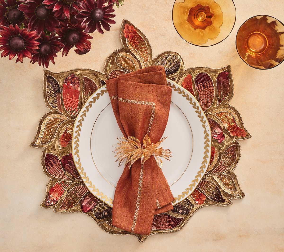 Maple Hues Placemat in Brown & Orange, Set of 2