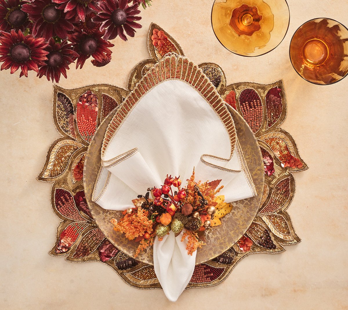 Maple Hues Placemat in Brown & Orange, Set of 2