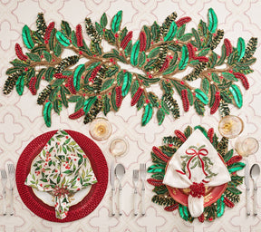 Kim Seybert, Inc.Merry and Bright Napkin in White, Red & Green, Set of 4Napkins