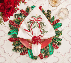 Kim Seybert, Inc.Merry and Bright Napkin in White, Red & Green, Set of 4Napkins