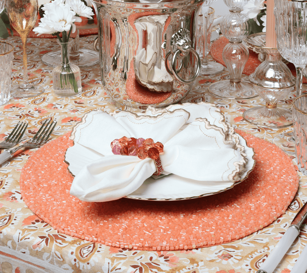 Pop Rocks Napkin Ring in Pink & Orange, Set of 4