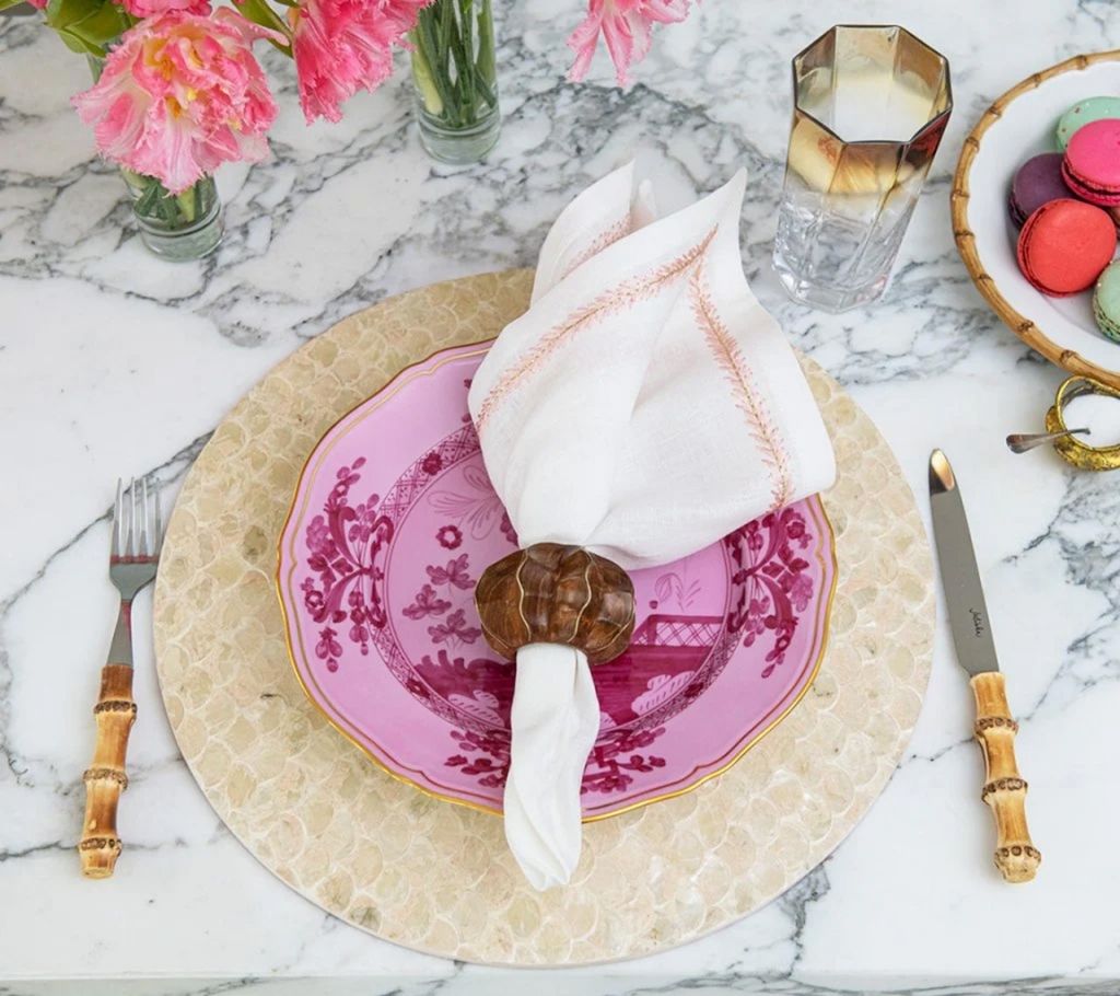 KIM SEYBERT ビーズマット/キムセイベルト ランチョンマット 未使用 Camellia Placemat in Blush | Kim Seybert