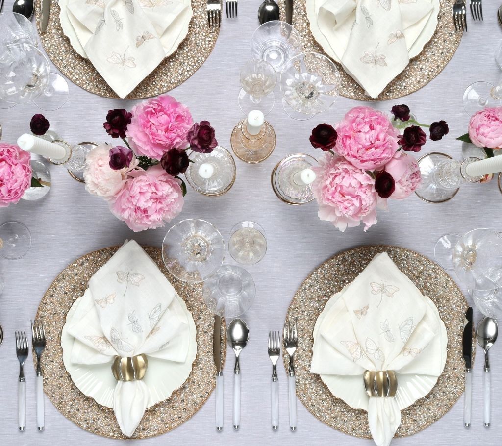 KIM SEYBERT ビーズマット/キムセイベルト プレースマット 未使用 Stamped Reversible Placemat in Silver & Gold | Kim Seybert