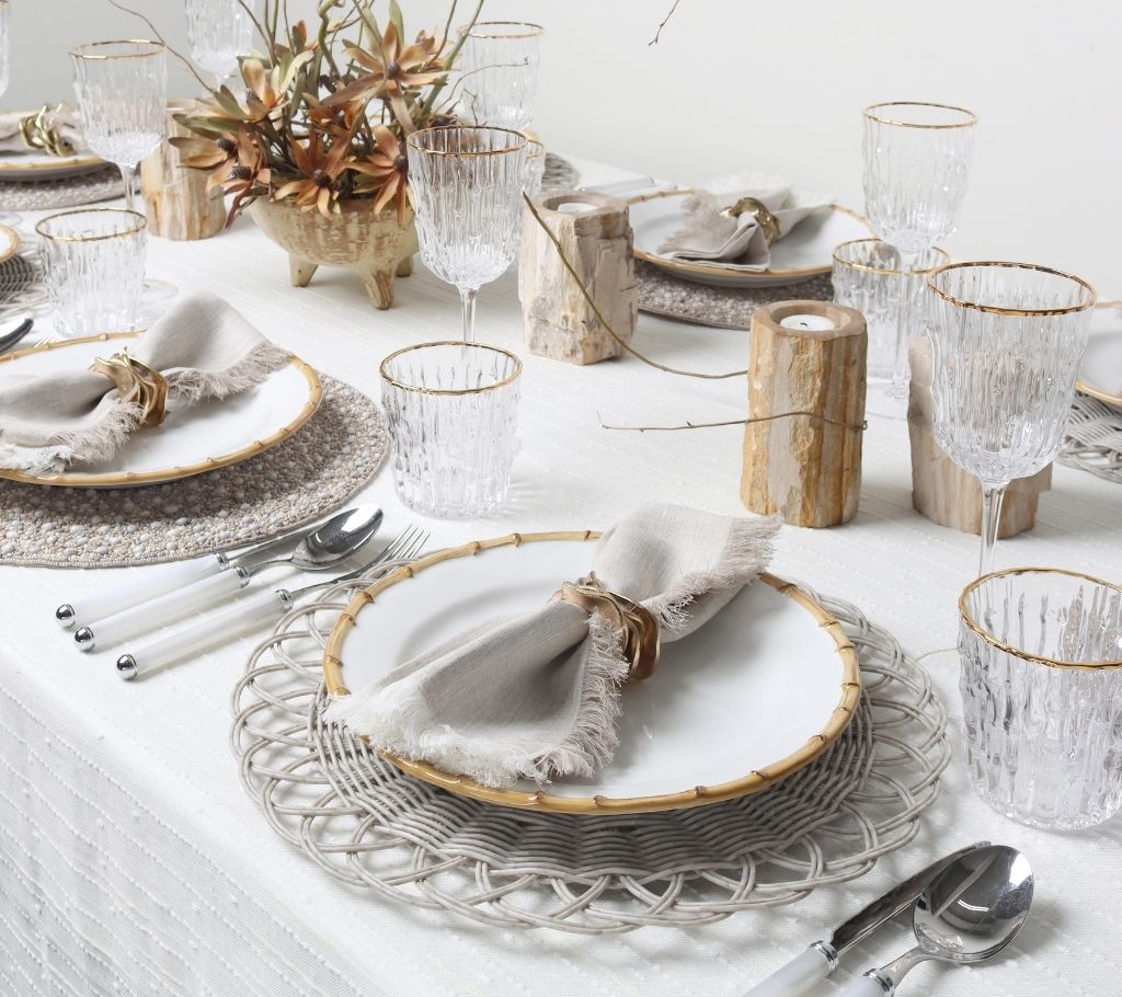 Bamboo Tumbler in Clear & Gold, Set of 4