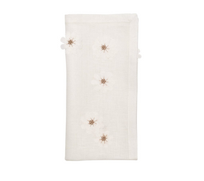 Florette Napkin in White & Natural, Set of 4