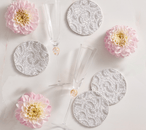 Lune Drink Coasters in White, Set of 4 in a Gift Bag