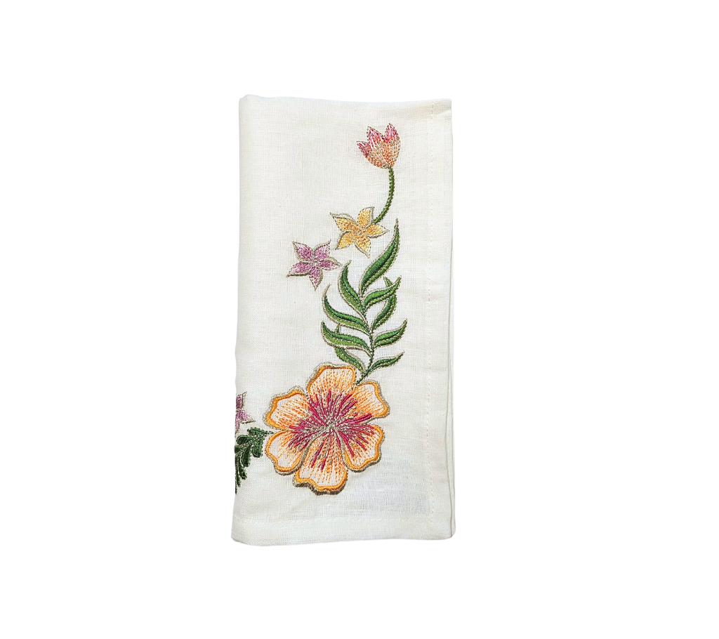 Sample: Eden Napkin in White & Multi, Set of 4