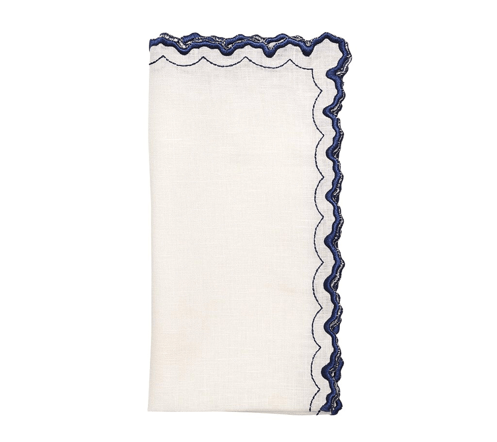 Arches Napkin in White & Blue, Set of 4