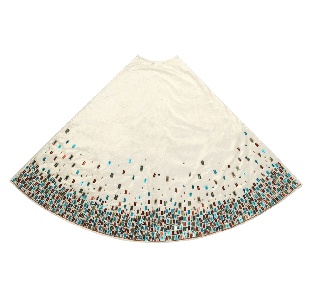 Sample: Reflections Tree Skirt in Gold, Teal, and Copper