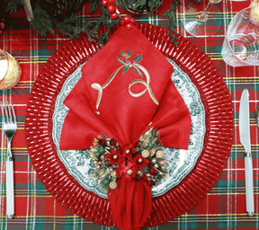 Xmas Ribbon Napkins, Set of 4