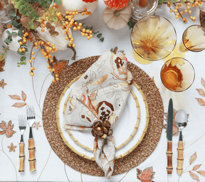 Maple Hues Tablecloth in White & Multi 54x126"