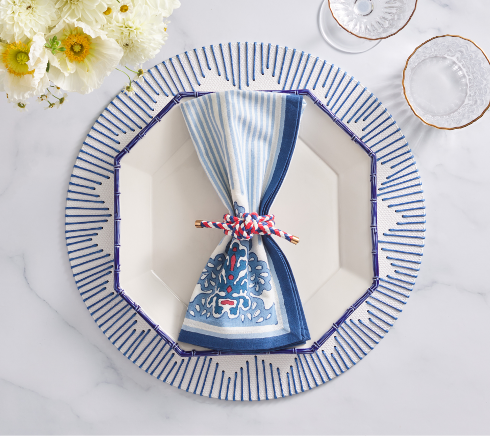 Rope Knot Napkin Ring in Red, White, Blue, Set of 4