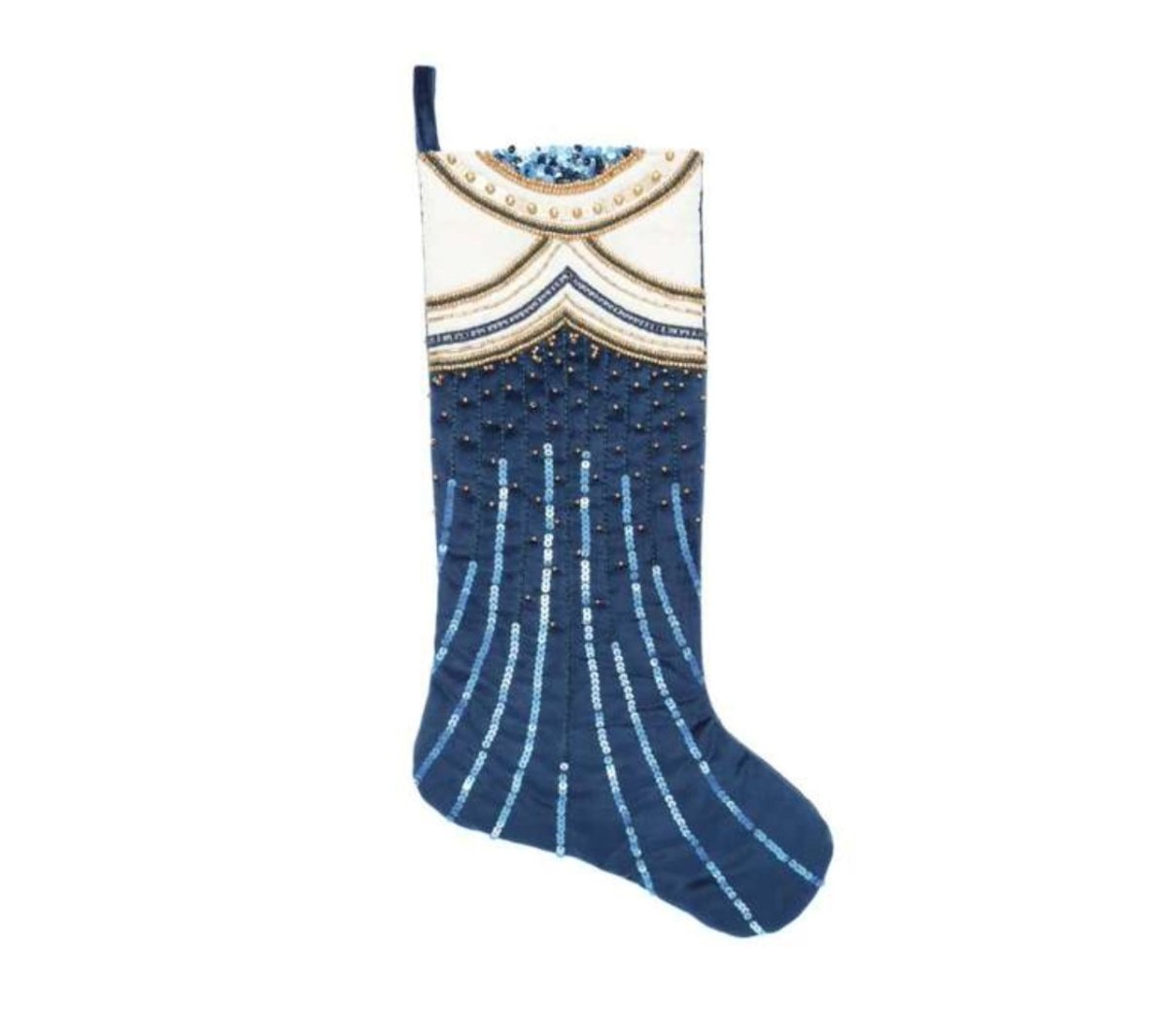 Kim SeybertSample: Midnight Blues Stocking in Blue, White, and GoldSample Sale