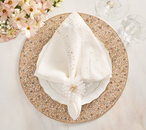 Kim Seybert, Inc.Star Spray Napkin in White & Gold & Silver, Set of 4Napkins