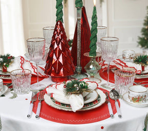 Jingle Bells Napkin Ring in Green, Red & Gold, Set of 4