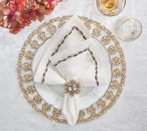 Kim Seybert, Inc.Tiara Charger in Gold & Crystal, Set of 2Placemats