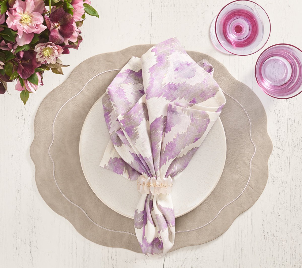 Kim Seybert, Inc.Watercolor Ikat Napkin in Gray & Lilac, Set of 4Napkins