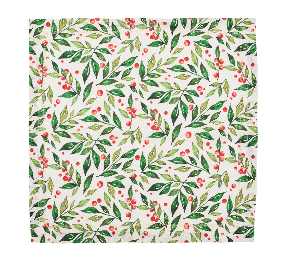 Kim Seybert, Inc.Winter Foliage Napkin in White, Red & Green, Set of 4Napkins