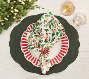 Kim Seybert, Inc.Winter Foliage Napkin in White, Red & Green, Set of 4Napkins