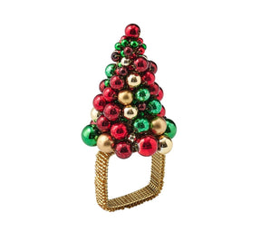 Kim Seybert, Inc.Xmas Baubles Napkin Ring in Red, Green & Gold, Set of 4Napkin Rings