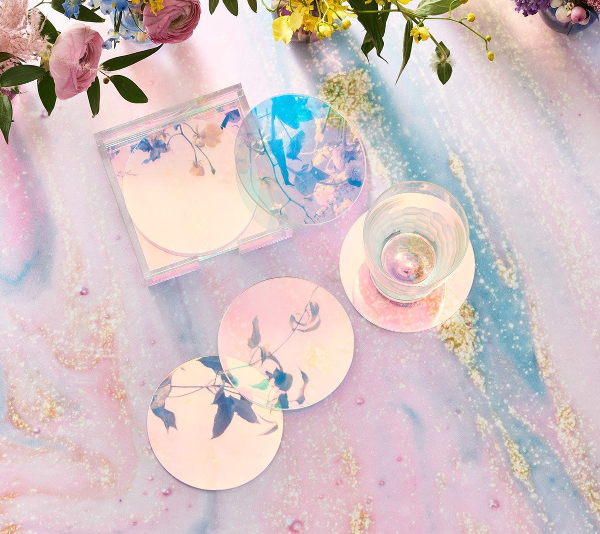 Kim Seybert Luxury Luna Drink Coasters in Multi, Set of 6 in a Caddy