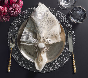 Kim Seybert Luxury Metafoil Napkin in White & Silver