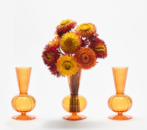 Kim Seybert Luxury Tess Bud Vase in Amber, Set of 3 in a Box