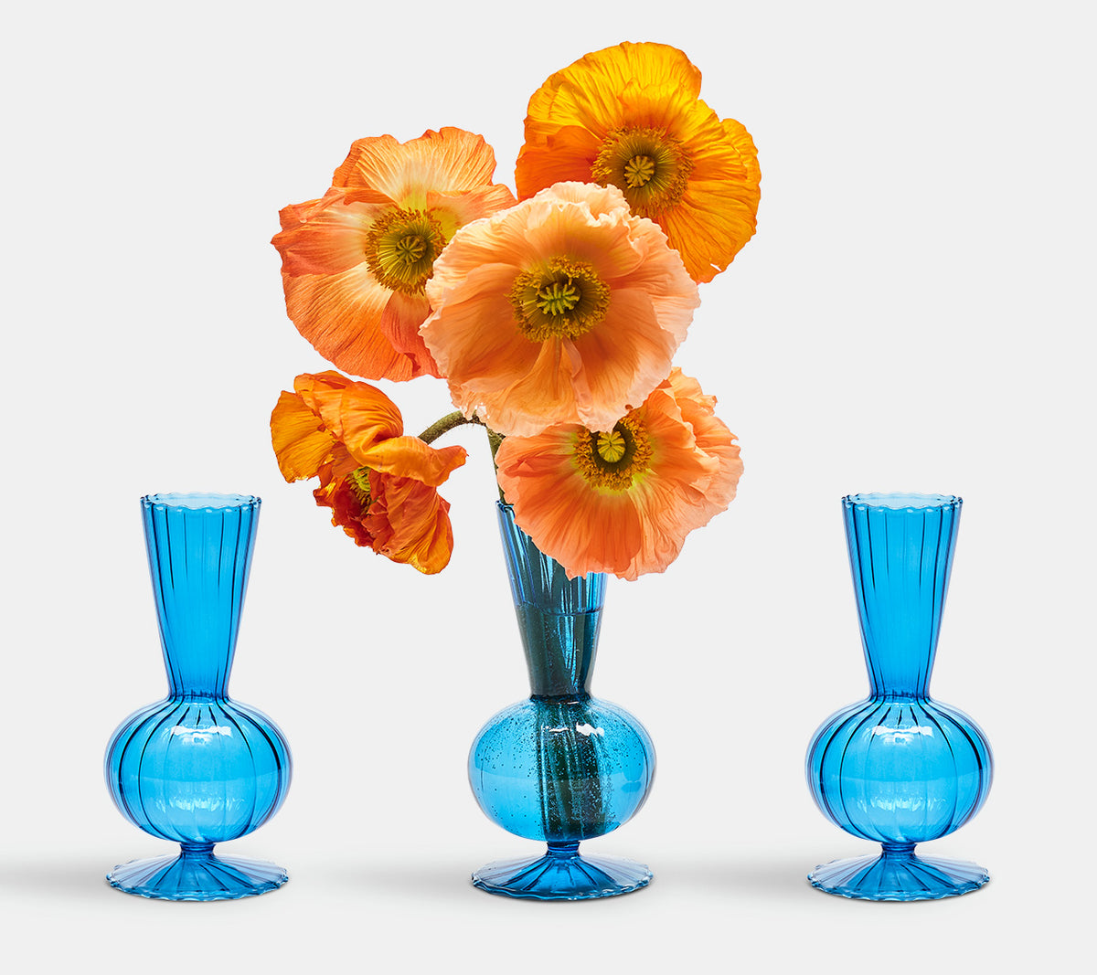 Kim Seybert Luxury Tess Bud Vase in Blue, Set of 3 in a Box