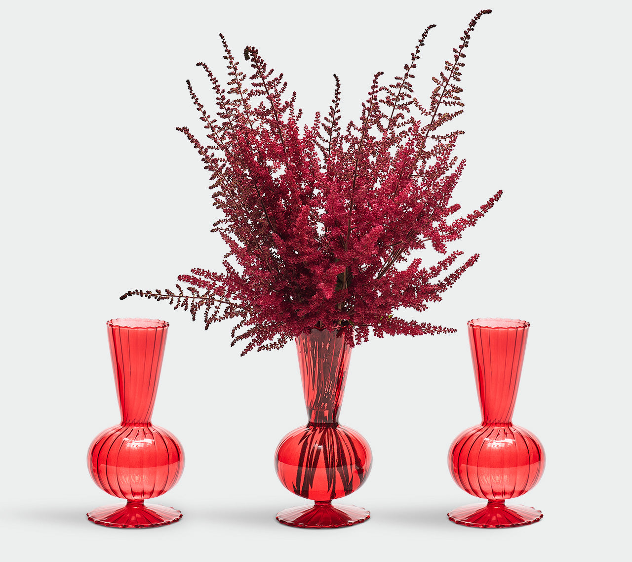 Kim Seybert Luxury Tess Bud Vase in Red, Set of 3 in a Box