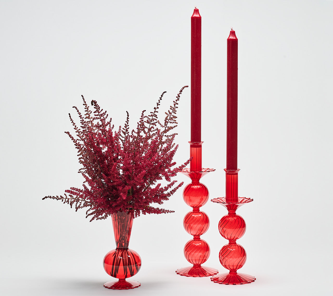 Kim Seybert Luxury Iris Tall Candle Holder in Red 