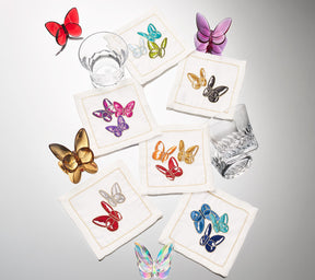 Butterflies Cocktail Napkin in Multi, Set of 6 in a Gift Box