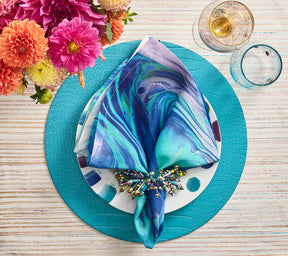 Kim Seybert Luxury Fun Burst Napkin Ring in Turquoise, Lilac & White