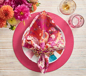Kim Seybert Luxury Slick Napkin in Pink & Orange
