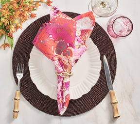 Kim Seybert Luxury Slick Napkin in Pink & Orange