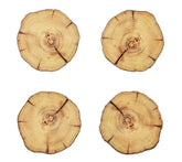Set of four Woodland Drink Coasters that look like a sliced piece of wood with rings showing