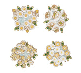 Gardenia Drink Coasters in Sky, White & Yellow, Set of 4 in a Gift Bag