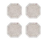 Kim Seybert Luxury Louxor Coasters in Silver & Crystal in a Caddy