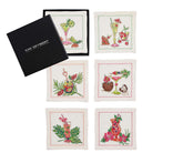 Tropicana Cocktail Napkins in White & Multi, Set of 6 in a Gift Box