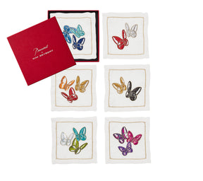 Butterflies Cocktail Napkin in Multi, Set of 6 in a Gift Box