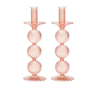 Set of two Iris Tall Candle Holders in blush 