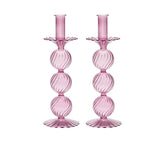 Two Iris Tall Candle Holders in lavender 