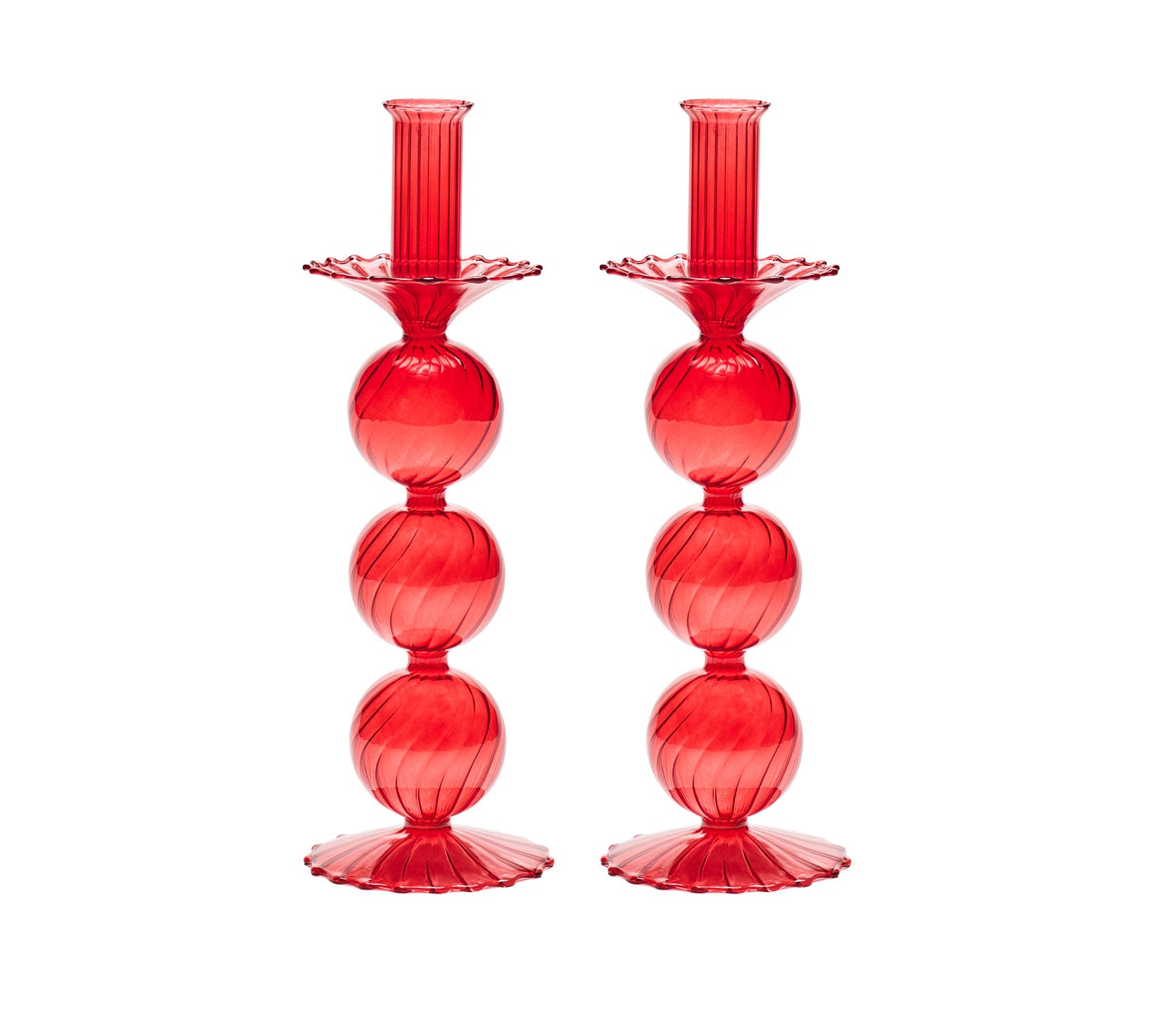 Kim Seybert Luxury Iris Tall Candle Holder in Red