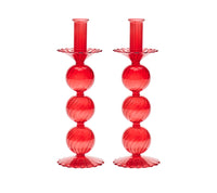Kim Seybert Luxury Iris Tall Candle Holder in Red in a Box