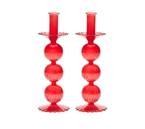 Kim Seybert Luxury Iris Tall Candle Holder in Red
