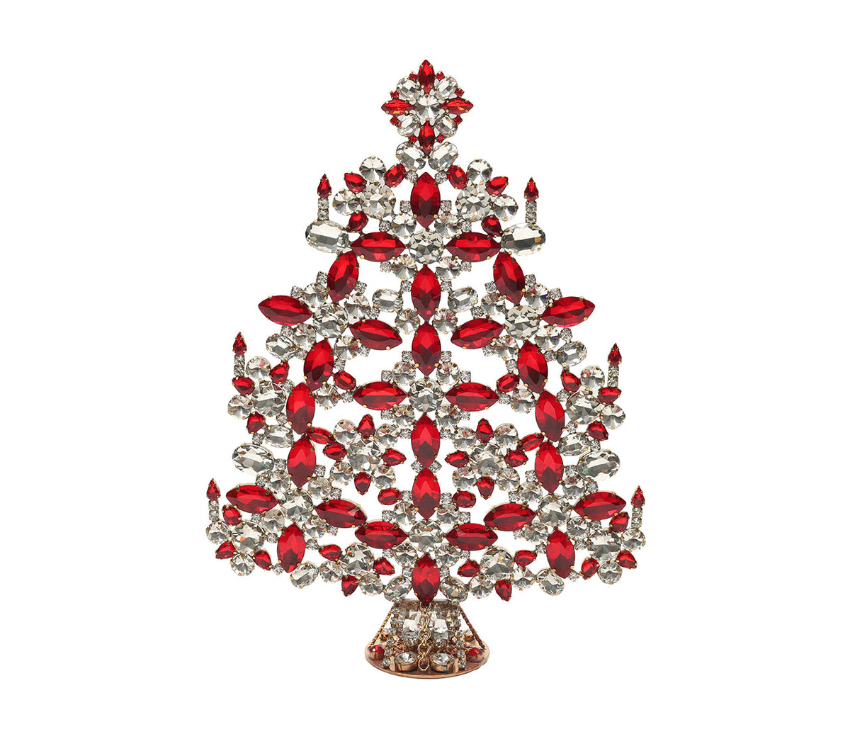Kim Seybert Luxury Jeweled Xmas Tree in Crystal & Red